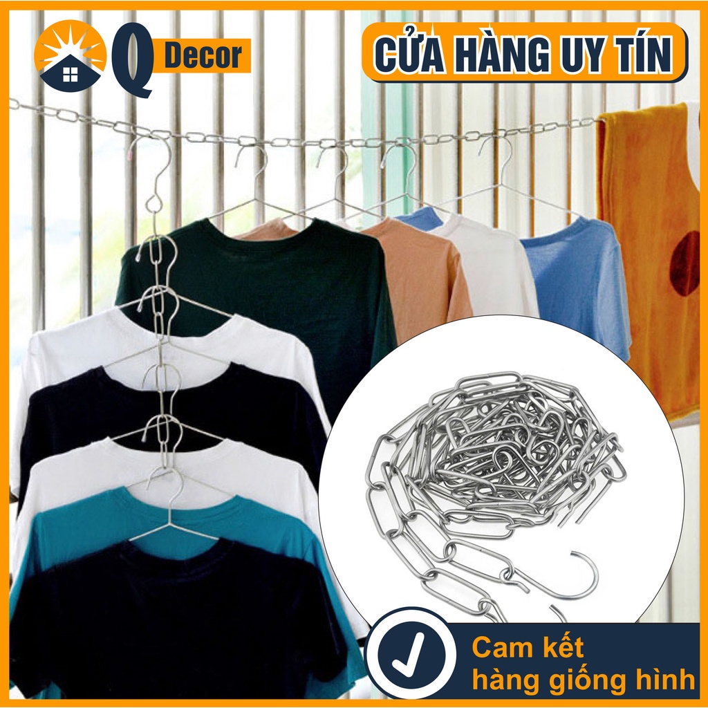 Dây phơi quần áo INOX bền đẹp có móc gài, dây phơi đồ cao cấp_Qdecor