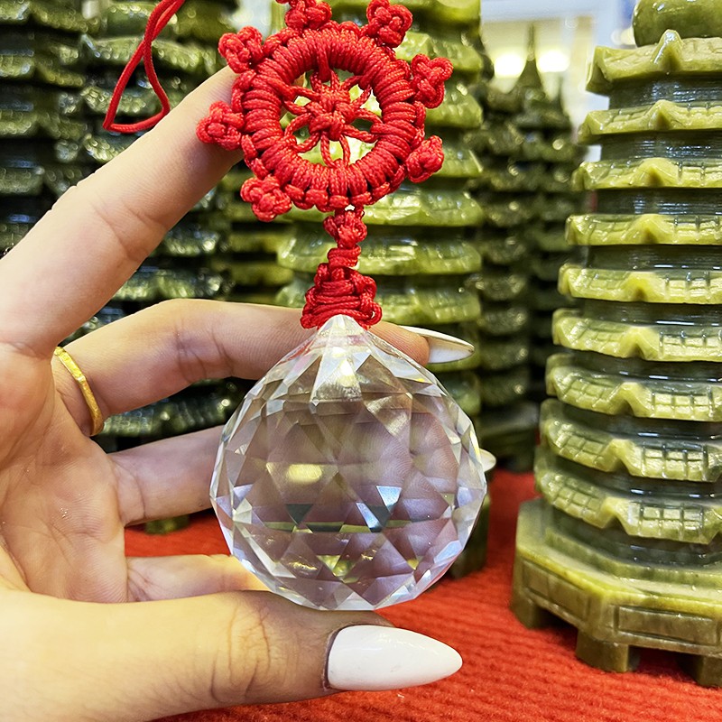 QUẢ CẦU THUỶ TINH VÁT CẠNH PHONG THUỶ MÀU TRẮNG