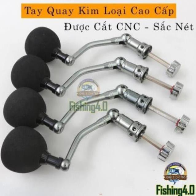 Tay Quay Máy Câu Cá Kim Loại Cao Cấp - Chân Lục giác - Núm tròn - tiện CNC sắc nét