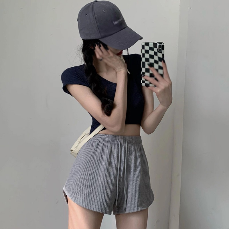 Quần Short Lưng Cao Ống Rộng Phong Cách Hàn Quốc