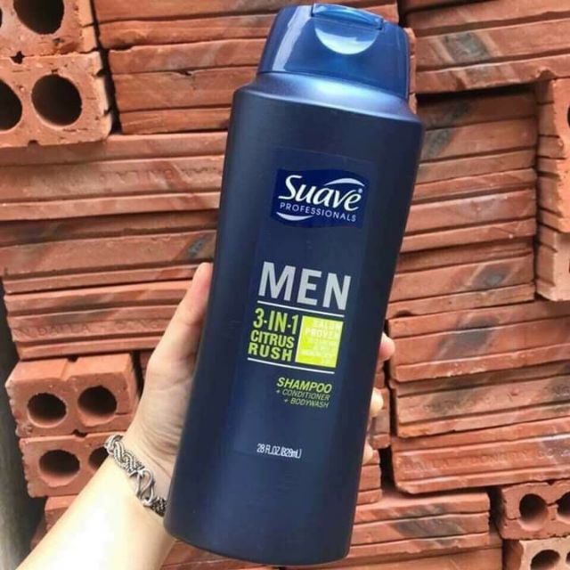 Tắm gội Suave Men 3in1 Mỹ 828ml