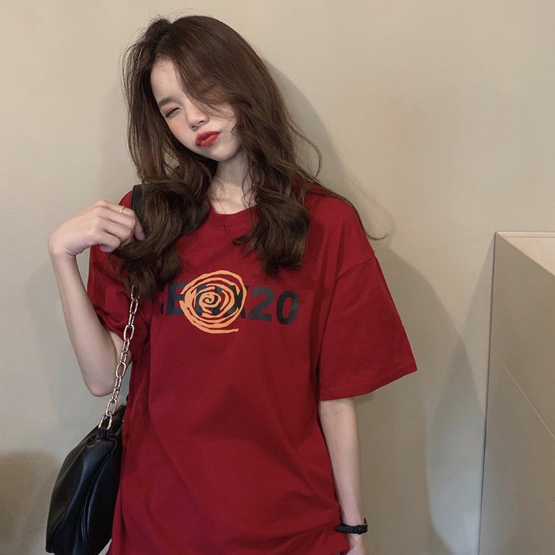 Áo thun tay ngắn in chữ thời trang dành cho nữ