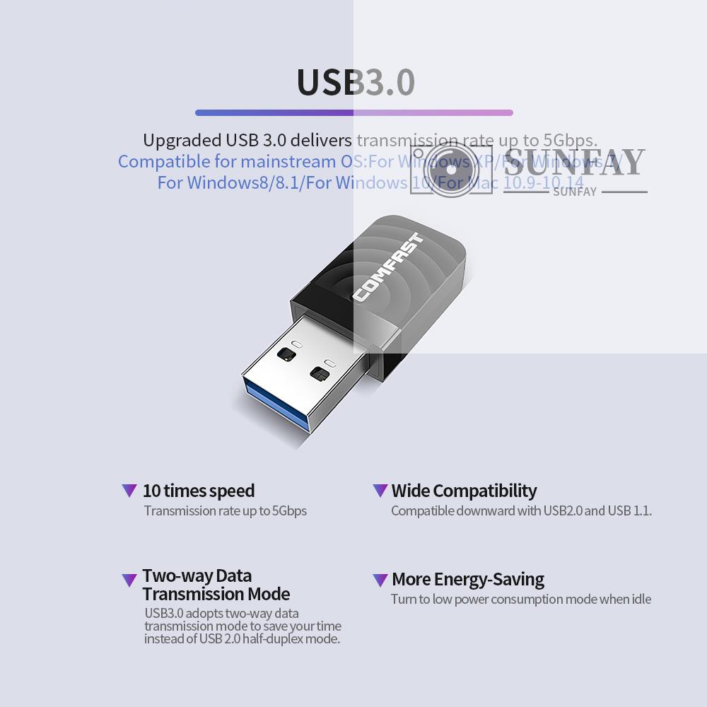 Usb Wifi Comfast Cf-812Ac Ac 1300mbps 2.4g 5.8ghz | BigBuy360 - bigbuy360.vn