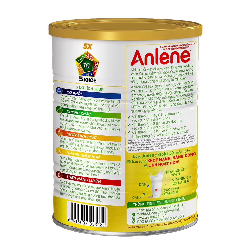 Sữa bột Anlene Gold 5X hương vani lon 400g