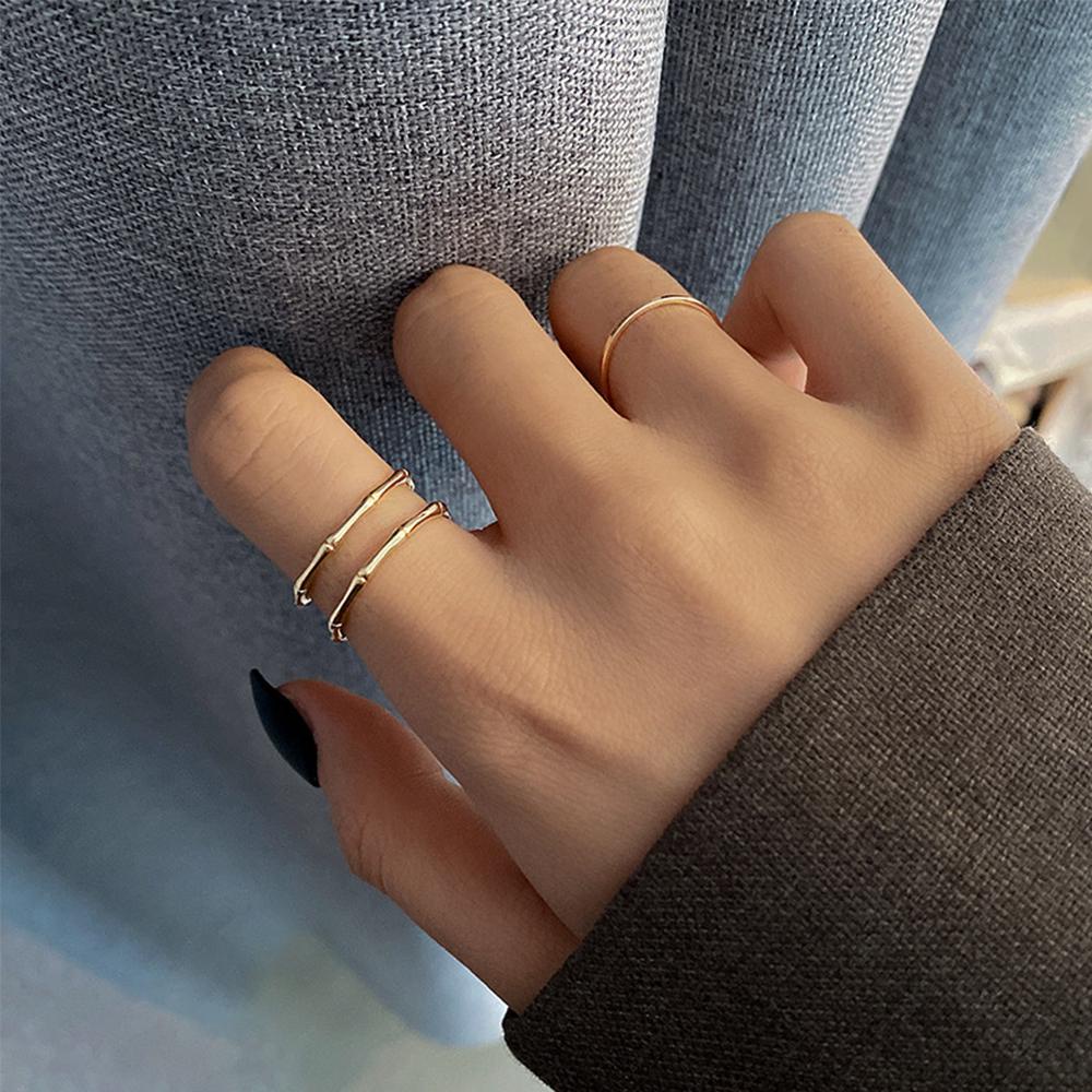Bộ Nhẫn Hở Bằng Kim Loại Phong Cách Cổ Điển Dành Cho Nữ