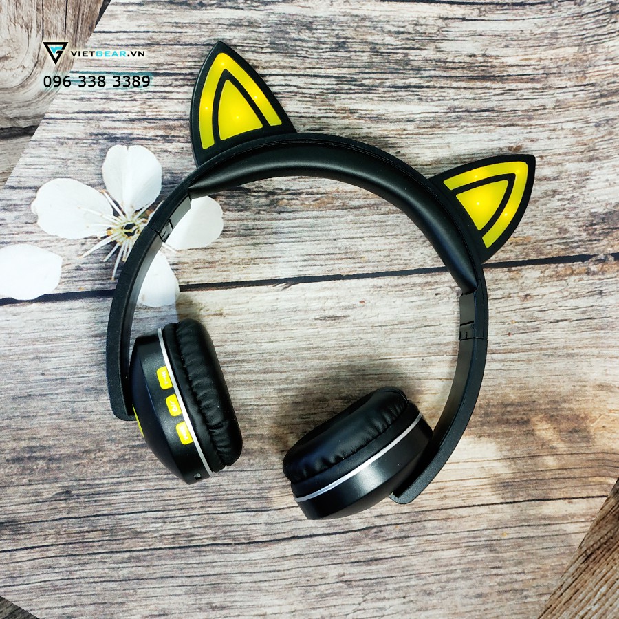Tai nghe tai mèo bluetooth Kusen KS6123, có đèn led, có micro. | BigBuy360 - bigbuy360.vn