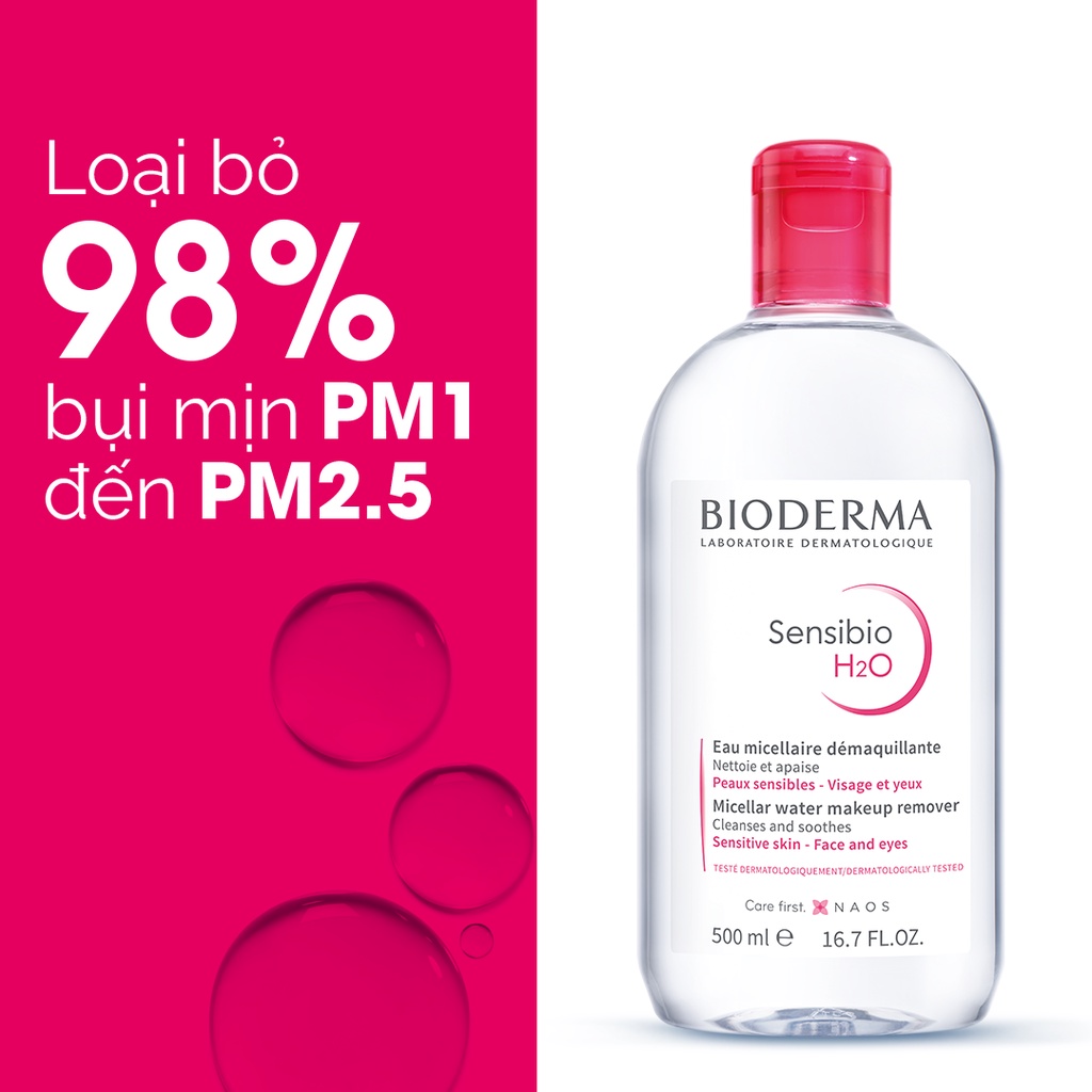 Tẩy Trang Bioderma Sensibio H2O Micellar Water Hồng 500ml 250ml 100ml - Khongcoson