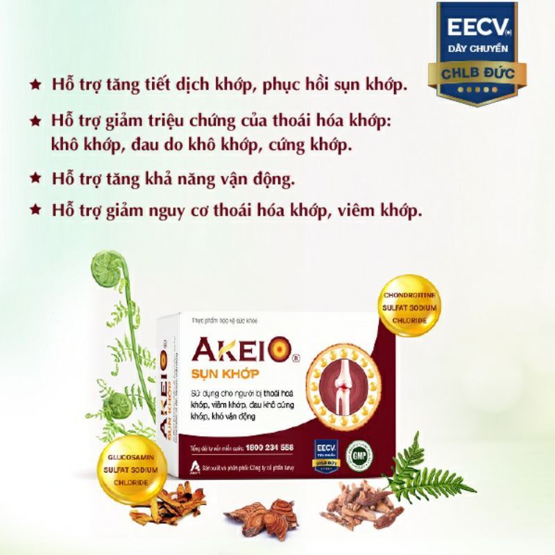 Viên uống Akeio Sụn Khớp ⚡ CAM KẾT CHÍNH HÃNG ⚡ Viên uống hỗ trợ viêm khớp thoái hóa khớp, khô khớp