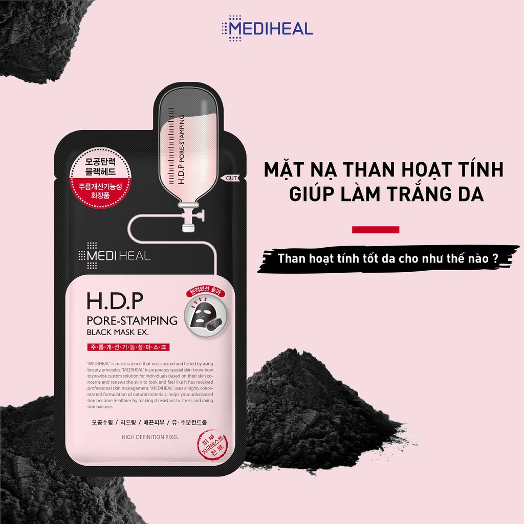 Mặt Nạ Than Hoạt Tính Kiểm Soát Dầu, Se Khít Lỗ Chân Lông Mediheal H.D.P  Pore-Stamping Charcoal-Mineral Mask 25ml | Shopee Việt Nam
