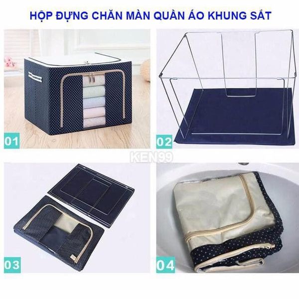 Túi đựng chăn màn khung sắt  kích thước lớn, đựng đồ đa năng, vận chuyển tiện lợi, chắc chắn, chống nước