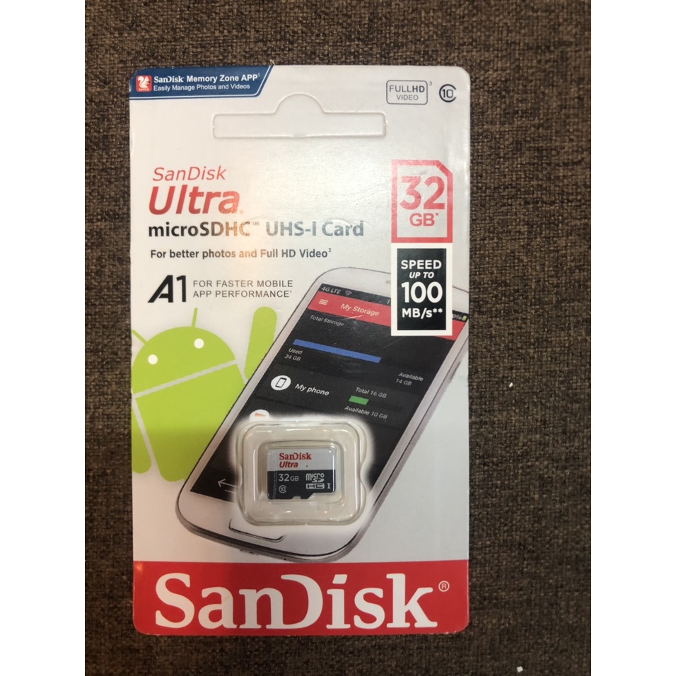 Thẻ Nhớ MicroSDHC SanDisk Ultra 32GB Upto 100MB/S - Cam kết hàng chất lượng - Bảo hành 5 năm !