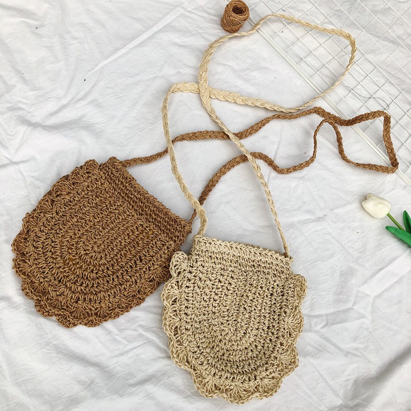 Túi cói đan handmade đeo chéo vai thiết kế thời trang cho nữ