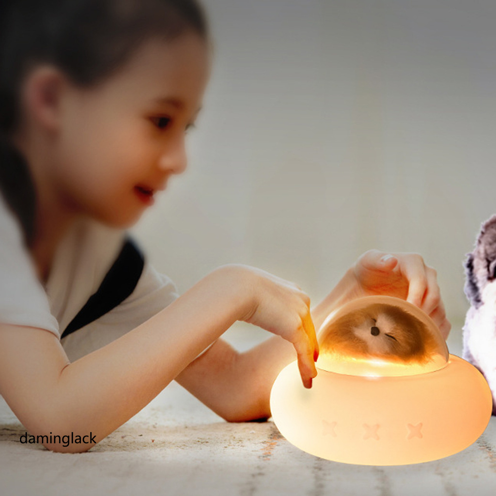 daminglack Cute Cartoon Cat Puppy Shape Rechargeable Colorful Adjustable Room Night Light