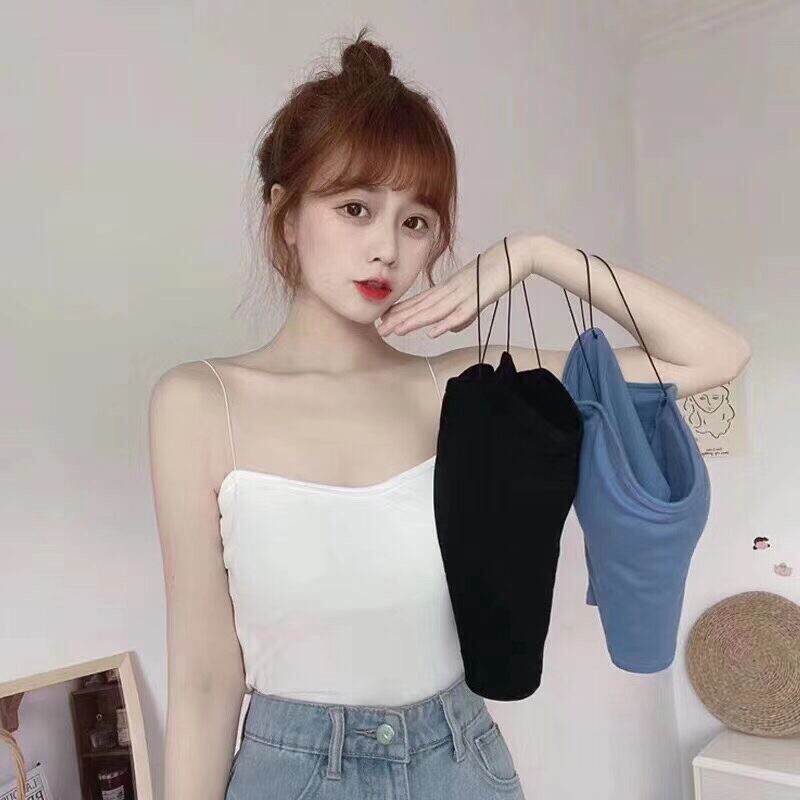 Áo 2 dây nữ- Áo bra 2 dây bún dáng croptop có đệm ngực 662/ 2055