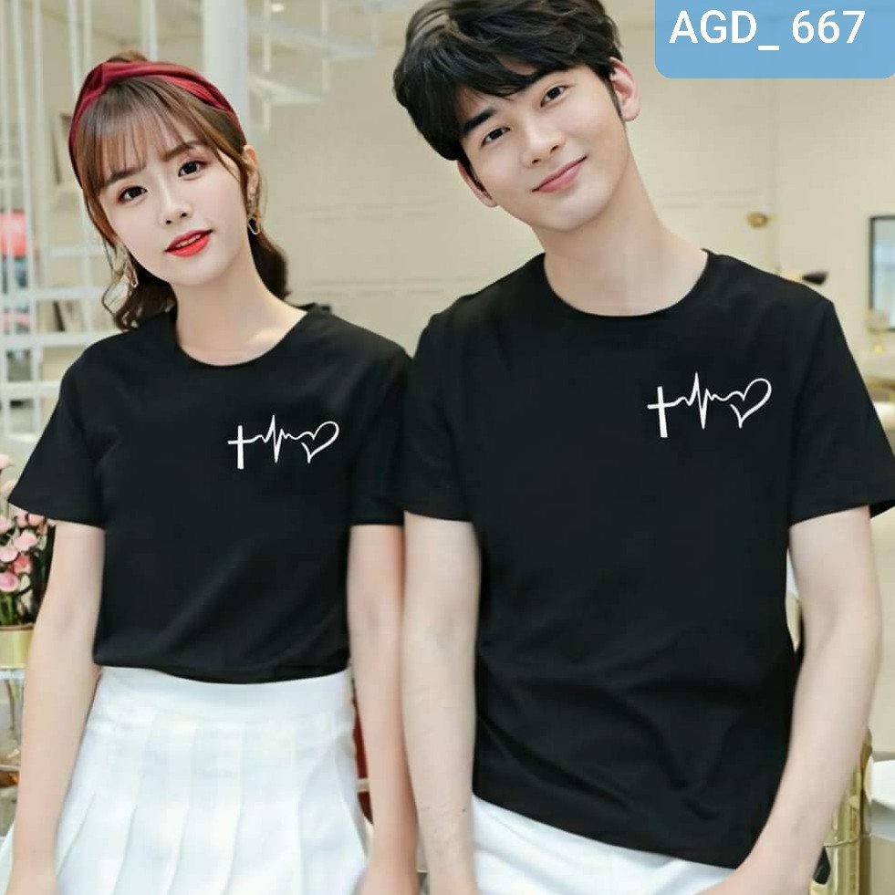 Áo thun đôi màu đen, đỏ , xanh coban - MÃ AGD667