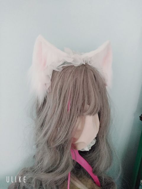 Tai mèo lolita form đẹp phối ren màu đen và trắng