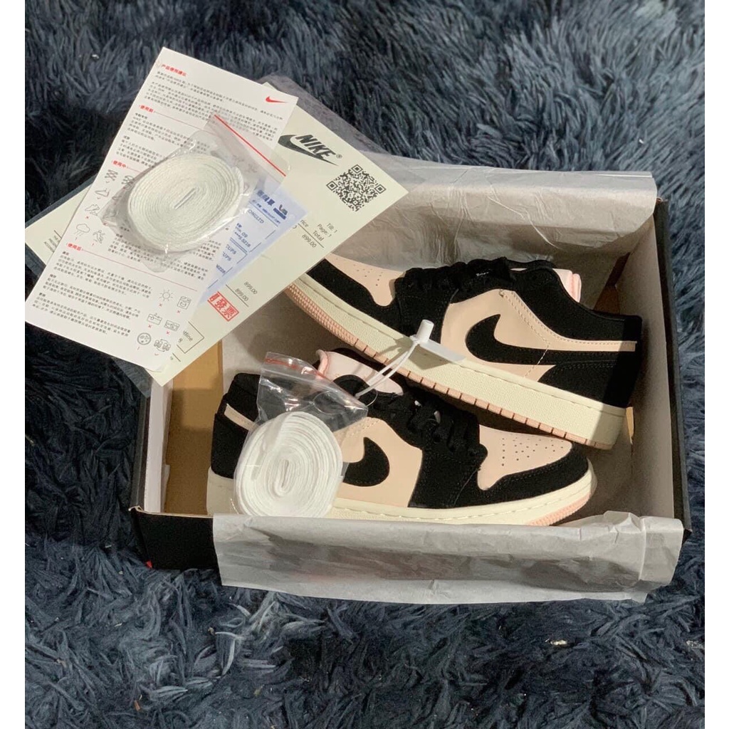 📢 Giày Thể Thao, Giày Sneaker Nam Nữ Nike_Air_Jordan Jd1 Low Đen Hồng (Guava) Cổ Thấp Bản Chuẩn