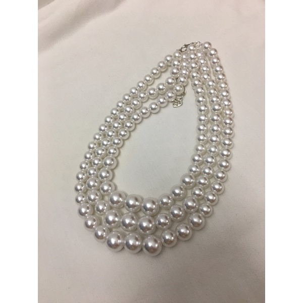 VÒNG CỔ 3 DÂY HẠT TRAI NHÂN TẠO KIỂU CHOKER (KT hạt: 10mm-12mm-14mm)