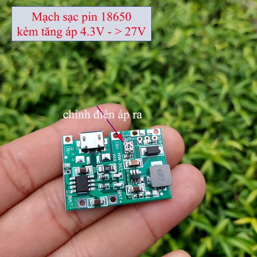 Mạch sạc pin 18650 kèm tăng áp