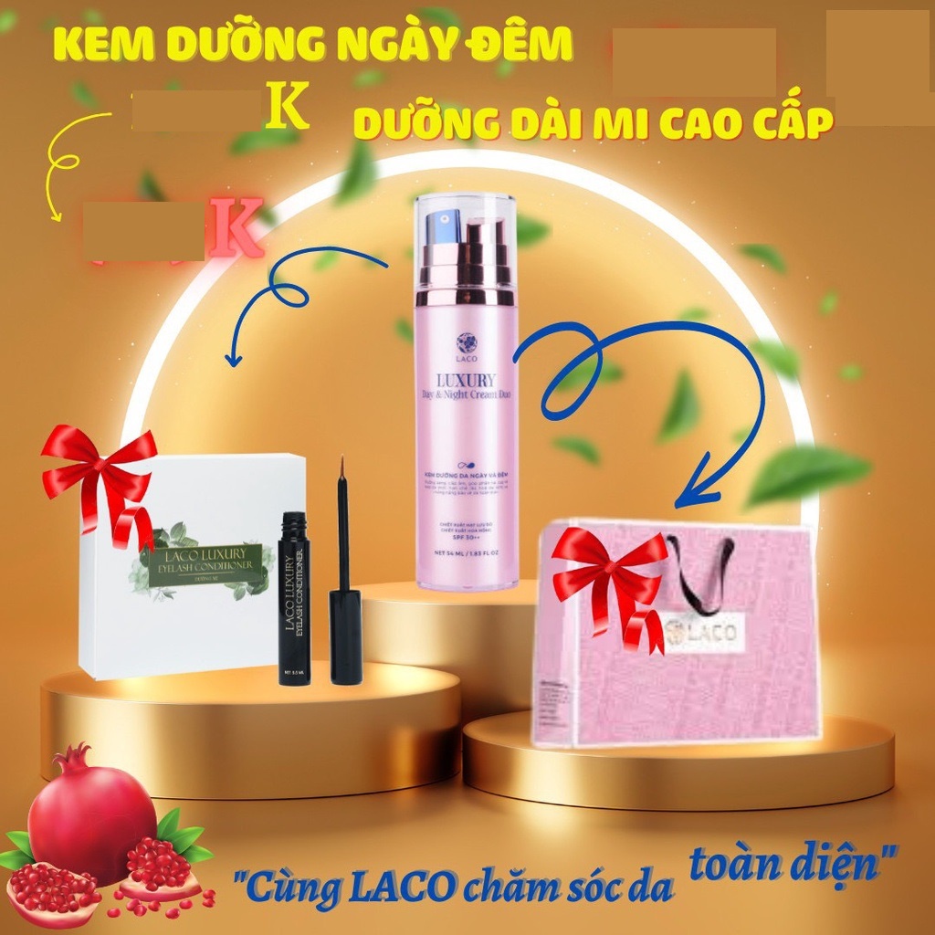 Kem dưỡng da ngày đêm Laco Luxury 54ml Tặng kèm dưỡng mi LACO 10ml và Toner Laco 30ml cho làn da trắng hồng căng bóng