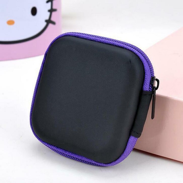 Hộp đựng tai nghe du lịch hình vuông có khóa kéo phụ kiện điện thoại 88215 shop bảo nhi