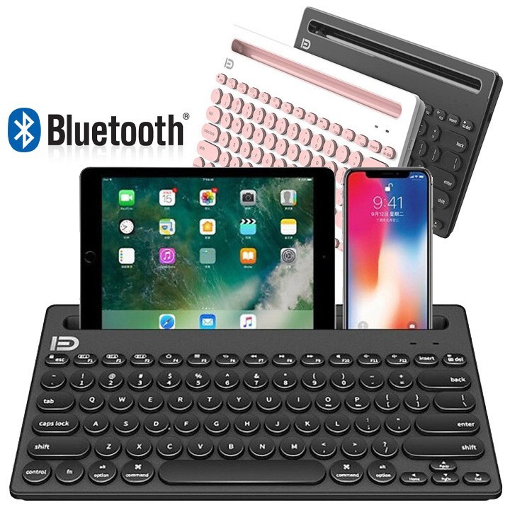 Bàn Phím Bluetooth Không Dây Forter IK3381 - Có khe để Điện thoại, Máy tính bảng, Ipad - Kết nối cùng lúc 3 thiết bị