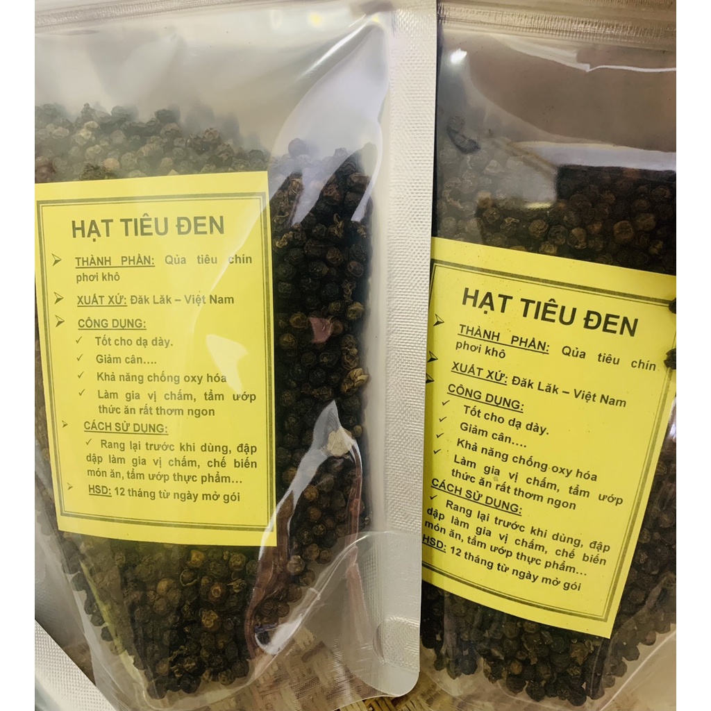 Hạt tiêu đen, 200g hồ tiêu, tiêu đen, tiêu hột, hàng loại 1 thơm, sạch, chất lượng