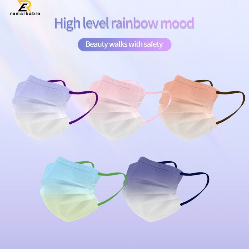 10pcs Màu Gradient Mặt Dùng Một Lần Mặt Nạ Thở Mặt Nạ