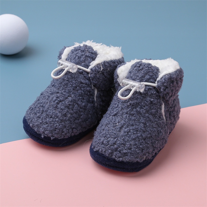 Giày tập đi lông cừu đế chống trượt mềm mại siêu ấm cho bé 0-1 tuổi