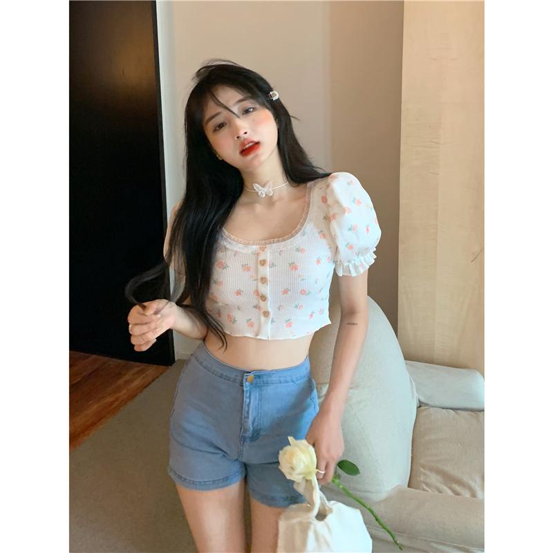 Áo Thun Ngắn Tay Họa Tiết Hoa Thời Trang Retro