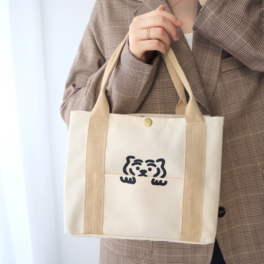 Túi Xách Tay Đựng Hộp Cơm Trưa Bằng Vải Canvas Phong Cách Hàn Quốc Mới Dành Cho Nữ Sinh