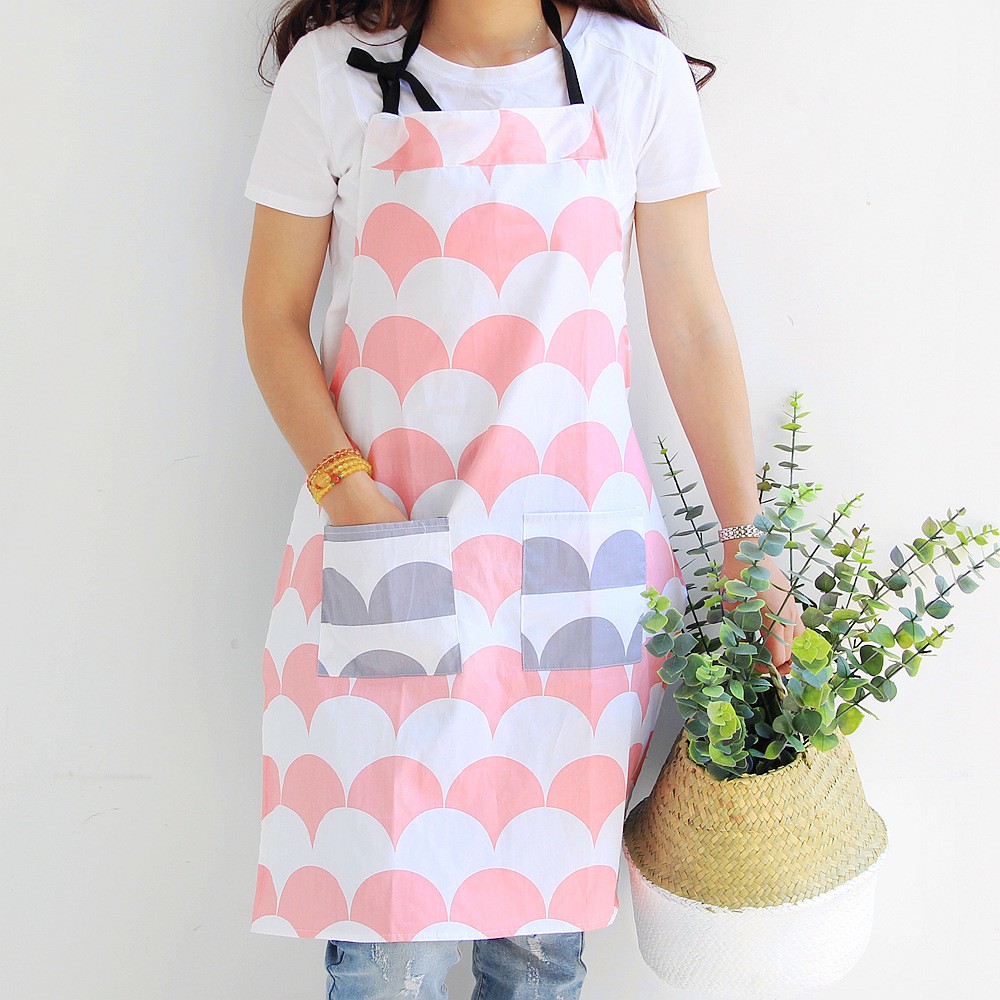 Tạp dề cotton có túi họa tiết icon dễ thương - hatimoon - HTD22202