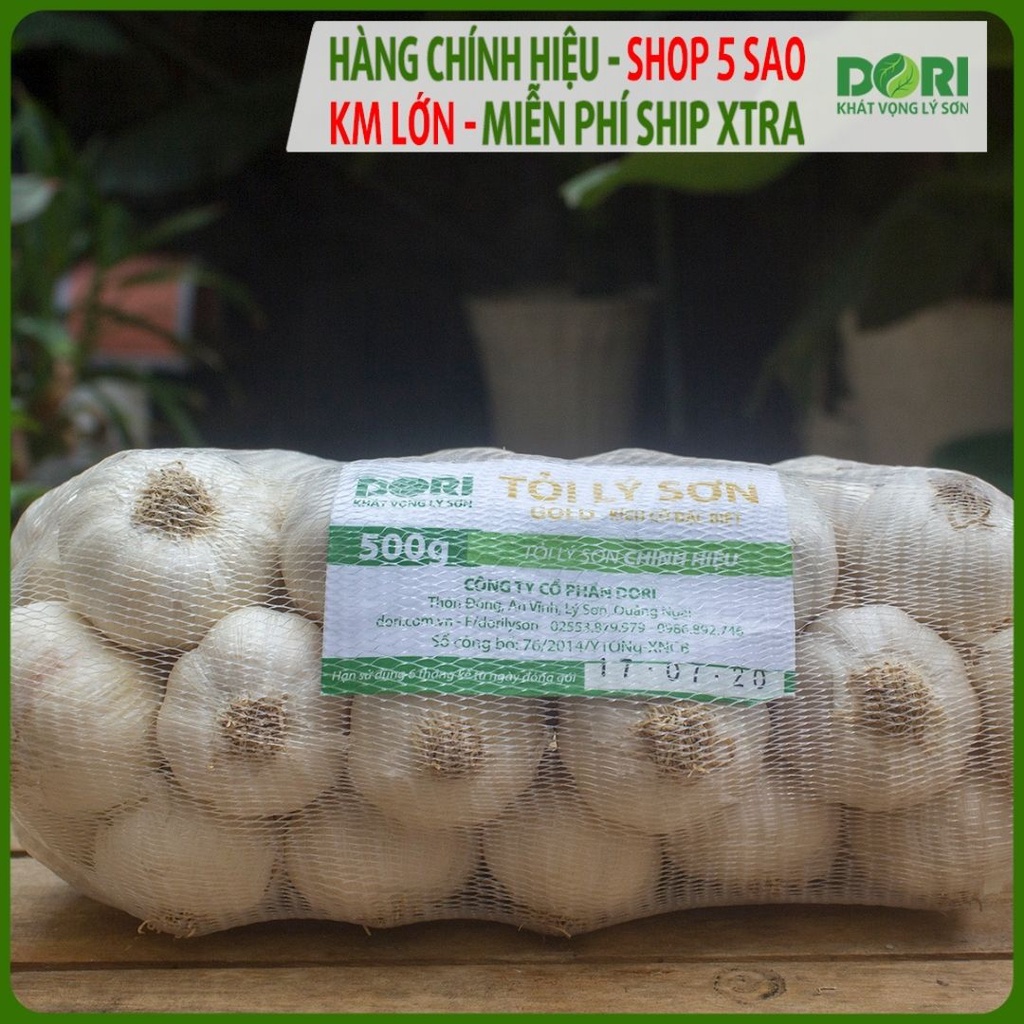 Tỏi Lý Sơn Dori Gold - Kích Cỡ Đặc Biệt - Túi 500g - Loại tỏi nhiều tép - Trồng tại đảo Lý Sơn