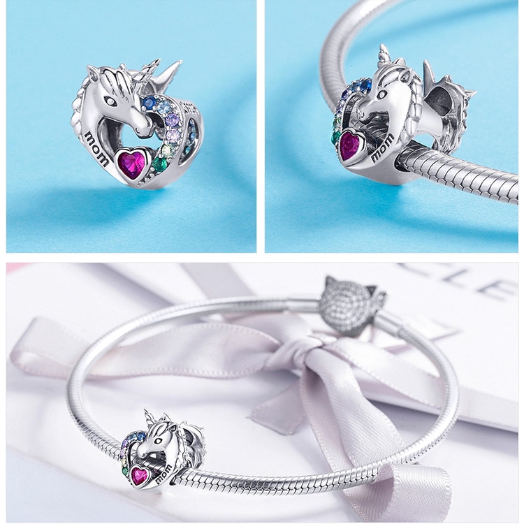 Phụ Kiện Hạt Xỏ Vòng Đeo Tay Bamoer Hình Mặt Kỳ Lân Đính Đá 7 Màu Phong Cách Thời Trang Xinh Xắn Cho Nữ