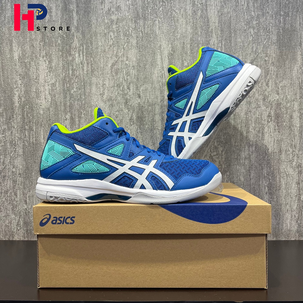 Giày Asics Gel Task MT 2 Xanh Trắng 2022 - Giày Chuyên Bóng Chuyển cổ cao, lưới thoáng khí, đế đệm gel, bật nhảy êm