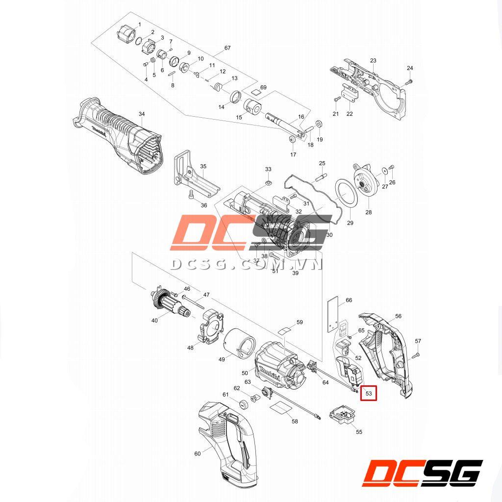 Công tắc máy cưa kiếm dùng pin 18V Makita DJR186/ XJR04 650760-0 | DCSG