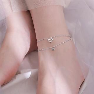 Lắc Chân Đính Đá Zircon Hai Lớp Hình Trái Tim Màu Sắc Thời Trang 2020