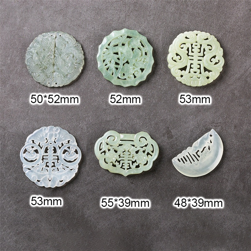 Ngọc bội đá họa tiết tròn 50mm nguyên liệu làm trâm làm trang sức cổ trang việt phục