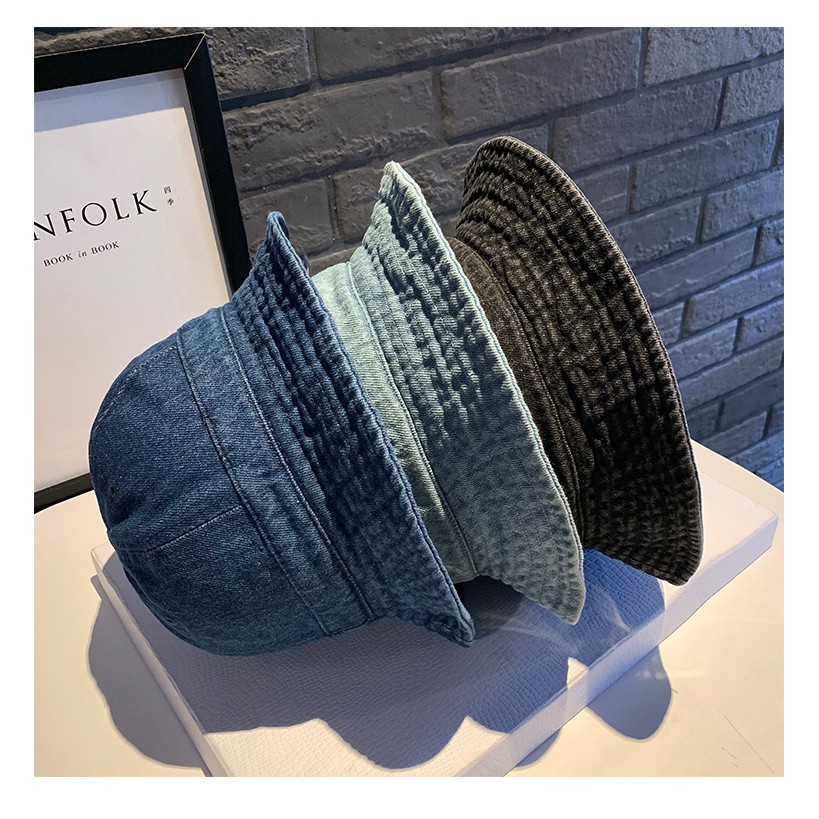 Mũ tai bèo che nắng bằng denim màu trơn phong cách cổ điển thời trang xuân thu cho nam và nữ