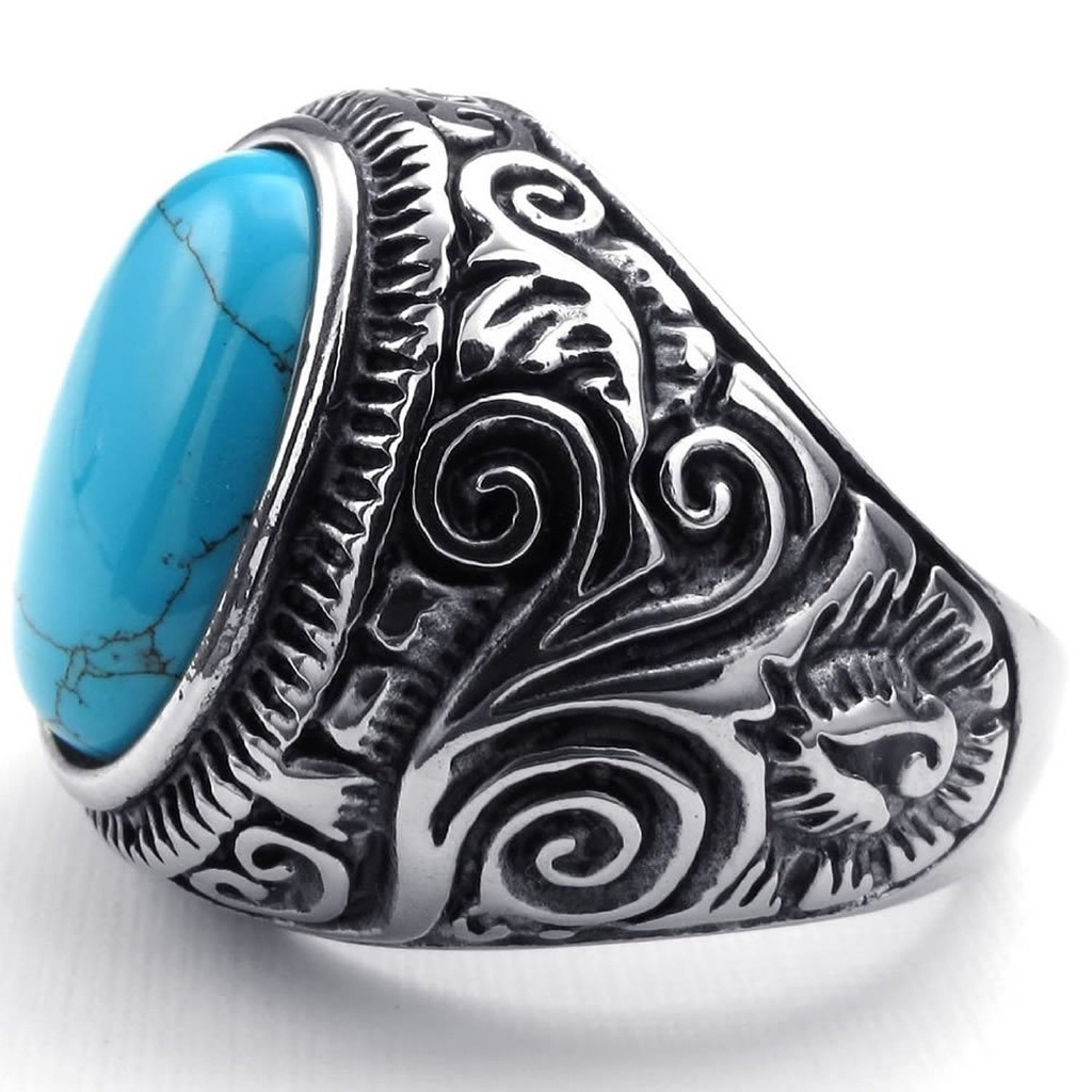 Nhẫn đính ngọc lam phong cách sang trọng cho nam