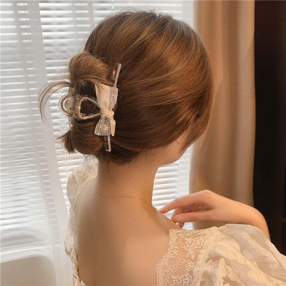 TWINKLE Kẹp Tóc Hình Nơ Lấp Lánh Thời Trang Cho Nữ|Kẹp TóC MàU Đen TrắNg ThờI Trang Cho Nữ