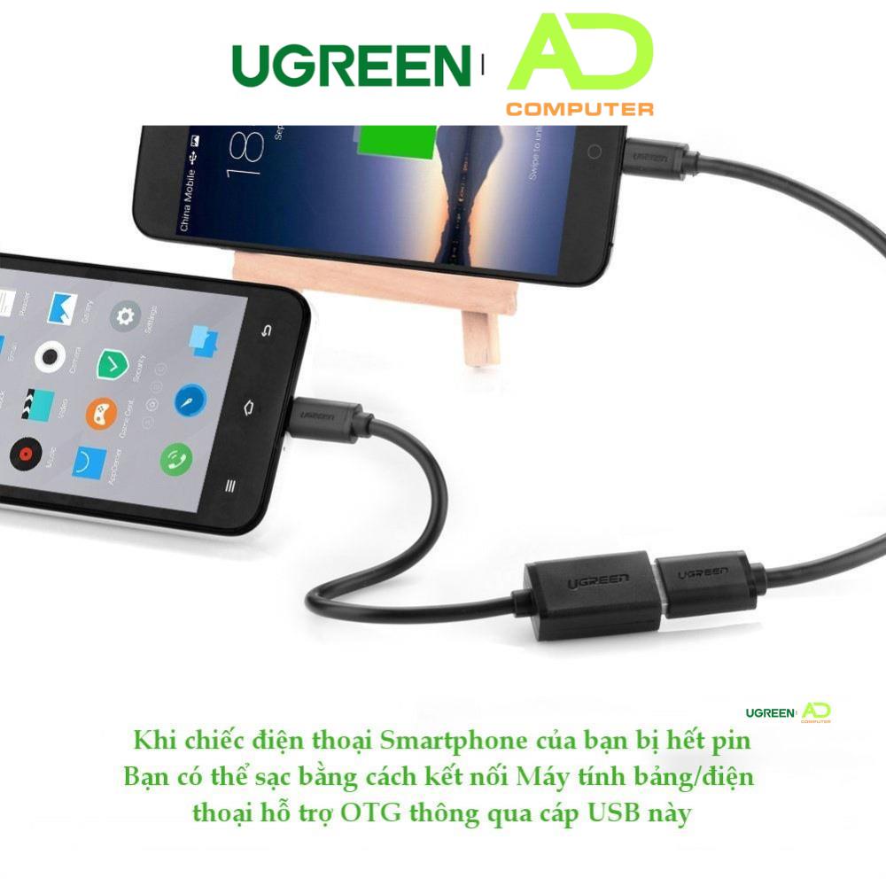 Dây Micro USB 2.0 OTG dạng tròn + dạng dẹt dài 10-12cm UGREEN US133 - Hàng phân phối chính hãng - Bảo hành 18 tháng