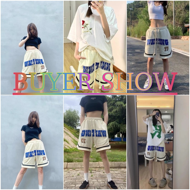 Quần Short Bóng Rổ Dáng Rộng Thêu Chữ Phong Cách Hip Hop Mỹ Thời Trang Cá Tính Cho Nam Và Nữ