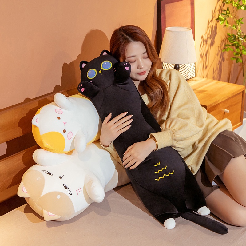 Gối Ôm Nhồi Bông Dáng Dài Mềm Mại Hình Chú Mèo Dễ Thương Làm Quà Tặng Sinh Nhật Cho Bé