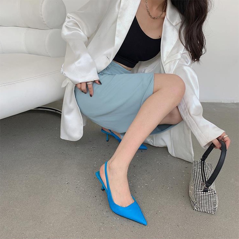 Tikp Giày nữ Giày nữ thời trang Giày cao gót nhọn hở ngón 5 màu Size 35-40