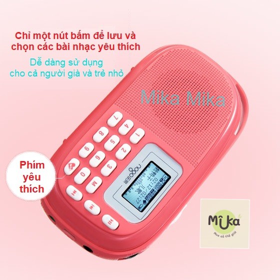 Đài nghe nhạc mini cho bé từ thẻ nhớ dùng làm loa ngoài đài nghe FM loa tắm tiếng Anh Nogo
