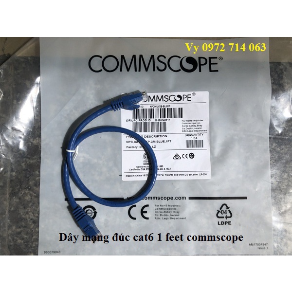 Dây nhảy mạng cat6, patch cord cat6 Commscope AMP 2feet (0,5m)