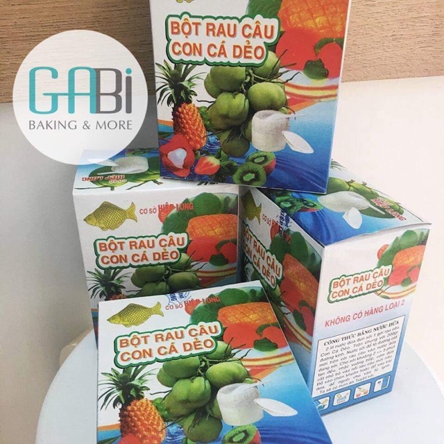 Bột thạch rau câu con cá dẻo hộp 12 gói