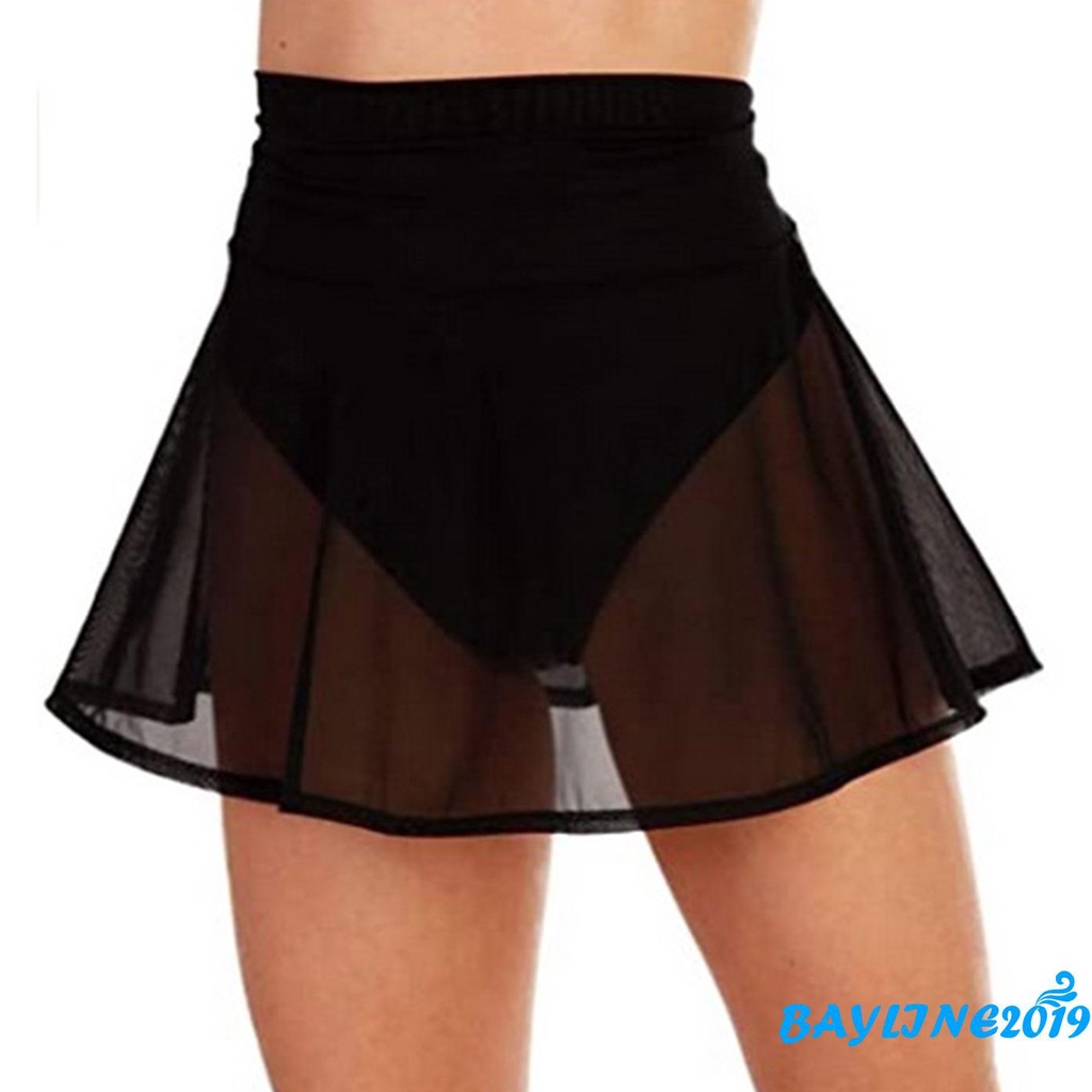 Chân Váy Mini Lưng Cao Màu Sắc Xuyên Thấu Thời Trang Đi Biển Cho Nữ