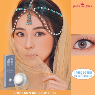 Lens mắt 1 ngày màu xám tây MELLOW GRAY Ann365, kính áp tròng 1 ngày không giãn full độ cận